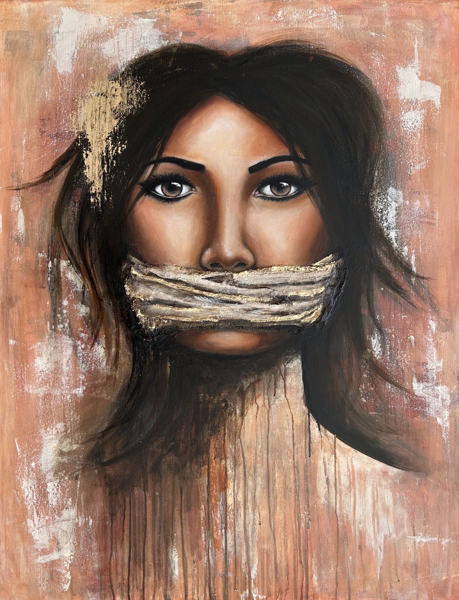 Schilderij "Zwijgen" van Didi Konings.