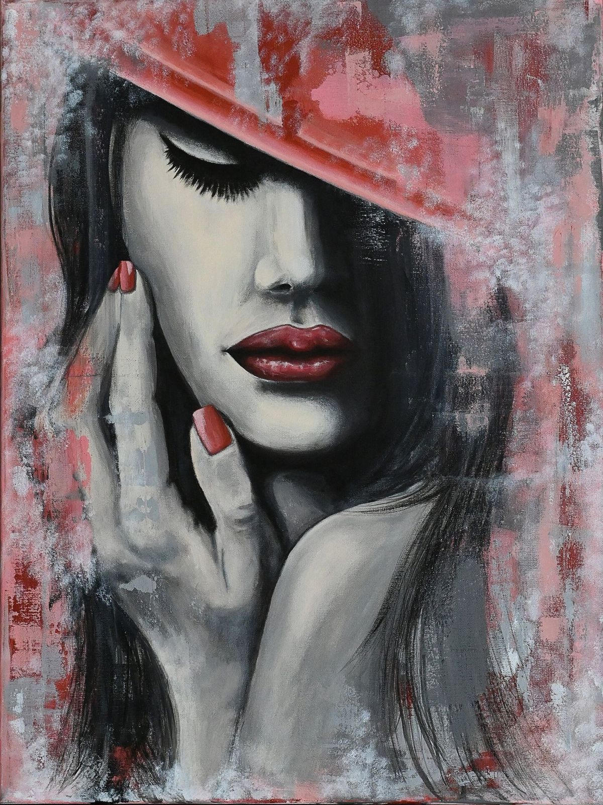 Schilderij "She speaks in silence · II" van Didi Konings.
